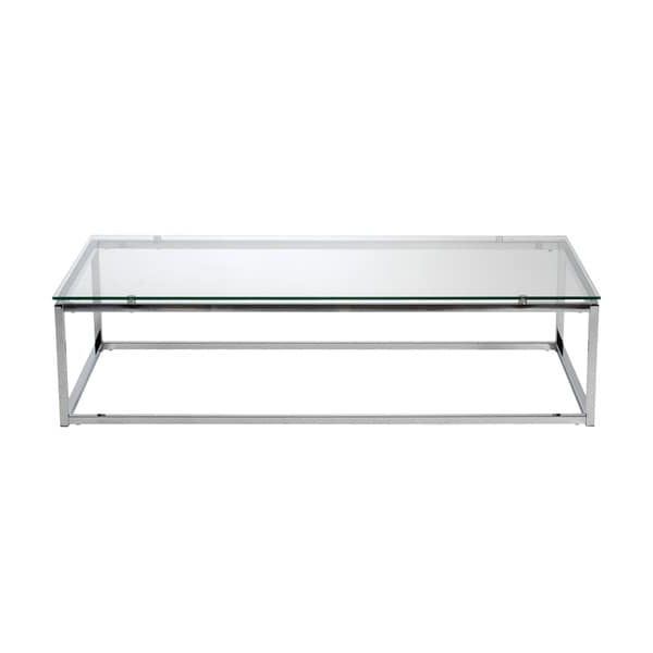 Shop Euro Style Sandor Clear Glass Rectangle Coffee Table In Most Popular Chrome And Glass Rectangular Coffee Tables (View 10 of 20)
