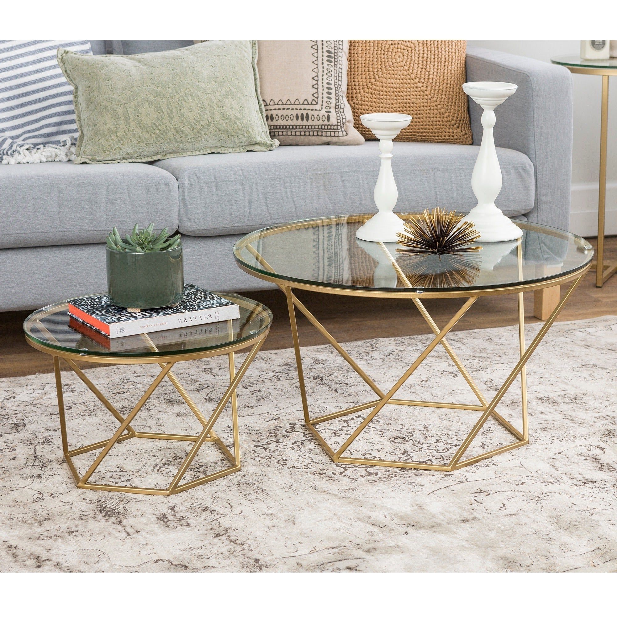 Shop Geometric Glass Nesting Coffee Tables – Free Shipping For Preferred Geometric White Coffee Tables (View 14 of 20)