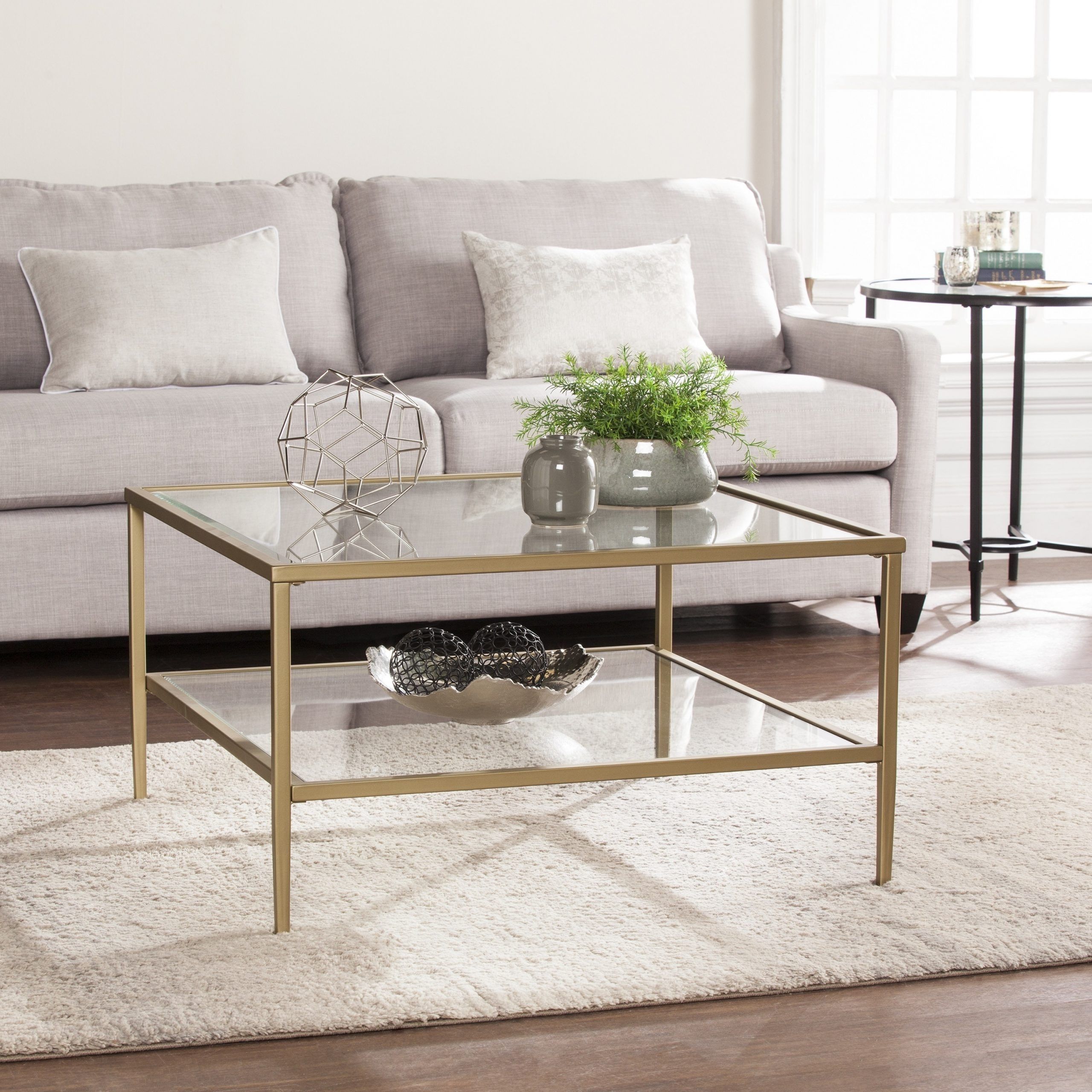 Shop Harper Blvd Kolder Square Metal/glass Open Shelf For 2019 Glass And Gold Coffee Tables (View 10 of 20)