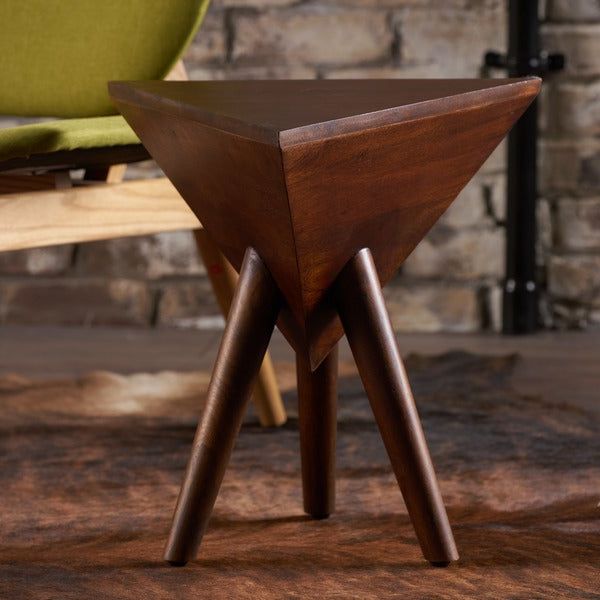 Shop Lavro Solid Mango Wood Triangle End Table Inside Preferred Pecan Brown Triangular Coffee Tables (Gallery 12 of 20)