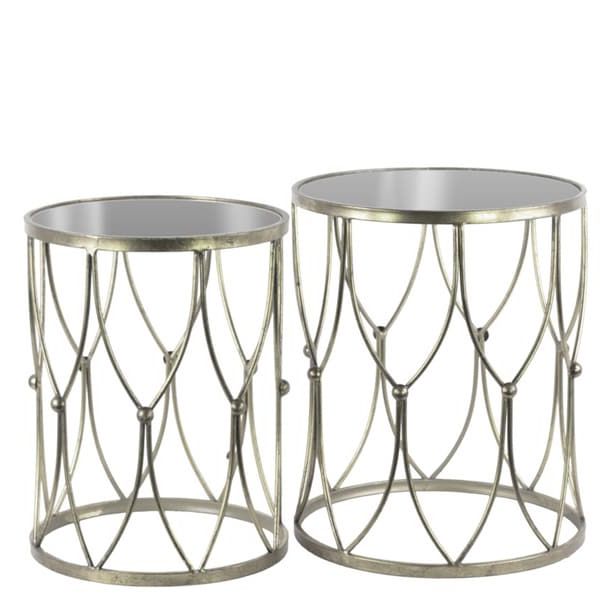 Shop Metal Round Nesting Accent Table With Mirror Top And Within Latest Antique Silver Aluminum Coffee Tables (View 13 of 20)
