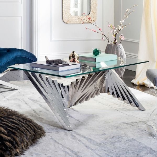 Shop Safavieh Couture Ionna Stainless Steel/ Glass Coffee Intended For Widely Used Silver Stainless Steel Coffee Tables (Gallery 14 of 20)