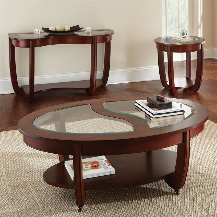Shop Steve Silver Company London Cherry Oval Coffee Table With Trendy Silver Coffee Tables (View 2 of 20)