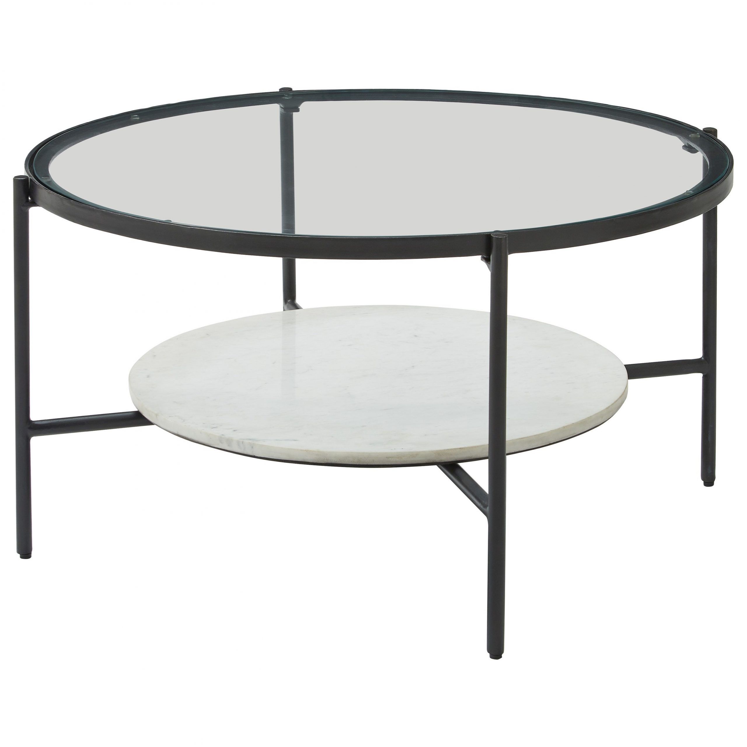 Signature Zia Black Metal Round Cocktail Table With Glass Inside Newest Black Round Glass Top Cocktail Tables (View 4 of 20)