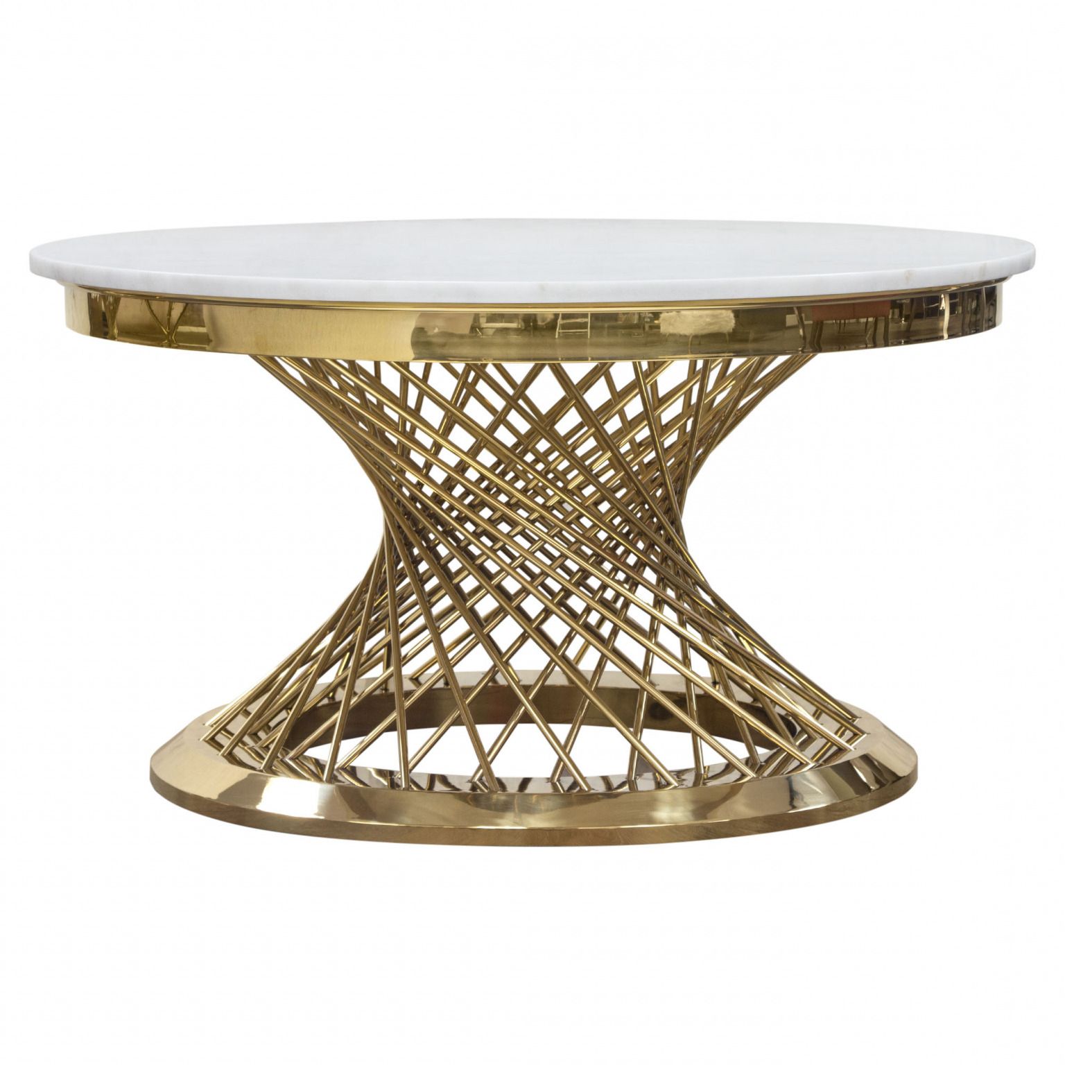Solstice 35" Round Cocktail Table With Genuine Marble Top Within Most Popular Polished Chrome Round Cocktail Tables (View 4 of 20)