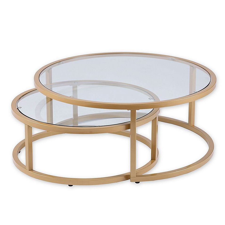 Southern Enterprises Evelyn 2 Piece Cocktail Table In Gold Inside Popular 2 Piece Modern Nesting Coffee Tables (Gallery 18 of 20)