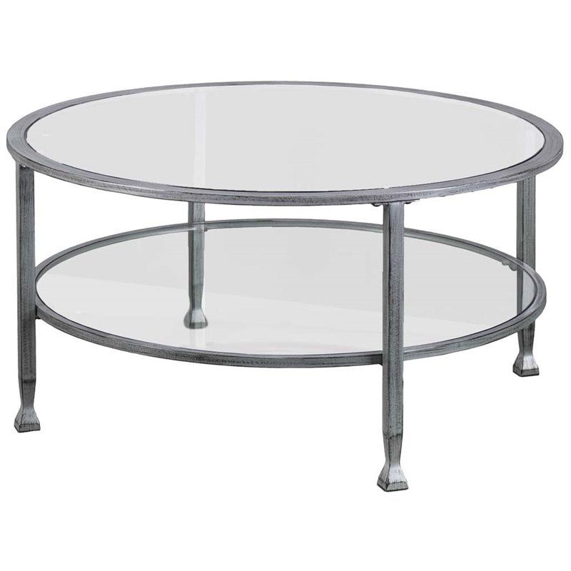 Southern Enterprises Jaymes Round Glass Top Coffee Table In Recent Silver And Acrylic Coffee Tables (Gallery 10 of 20)