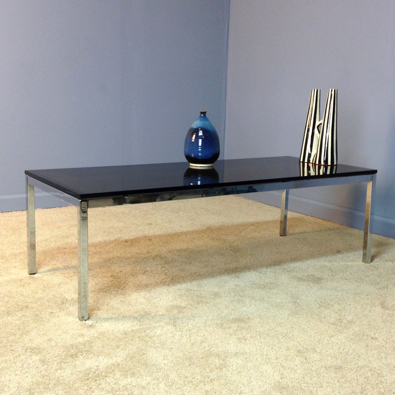 Steelcase Chrome Glass Coffee Table Vintage Mid Century For Recent Chrome And Glass Modern Coffee Tables (View 5 of 20)