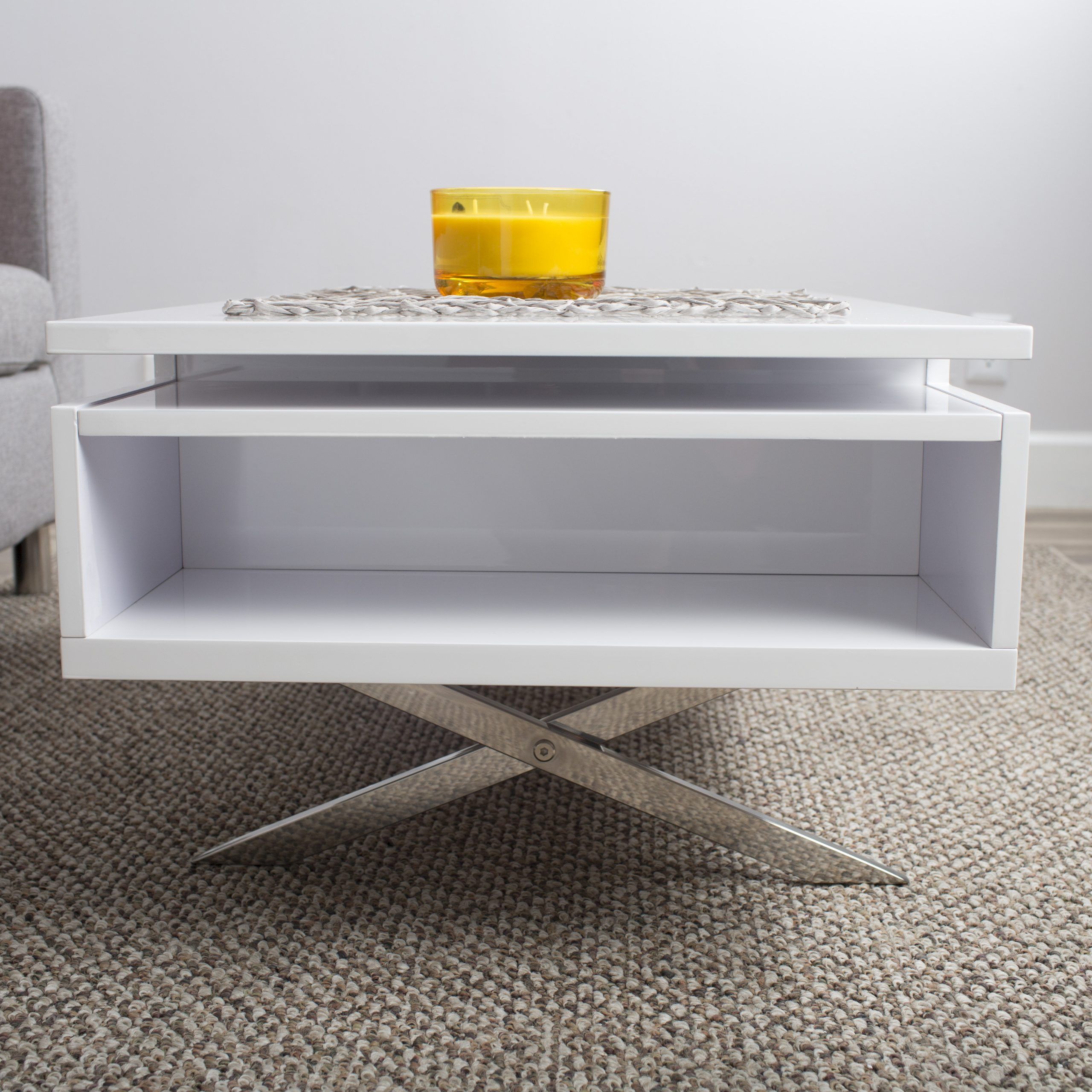 Stelar White Lacquer High Gloss Lift Top Rectangular Pertaining To Most Current Gloss White Steel Coffee Tables (Gallery 19 of 20)