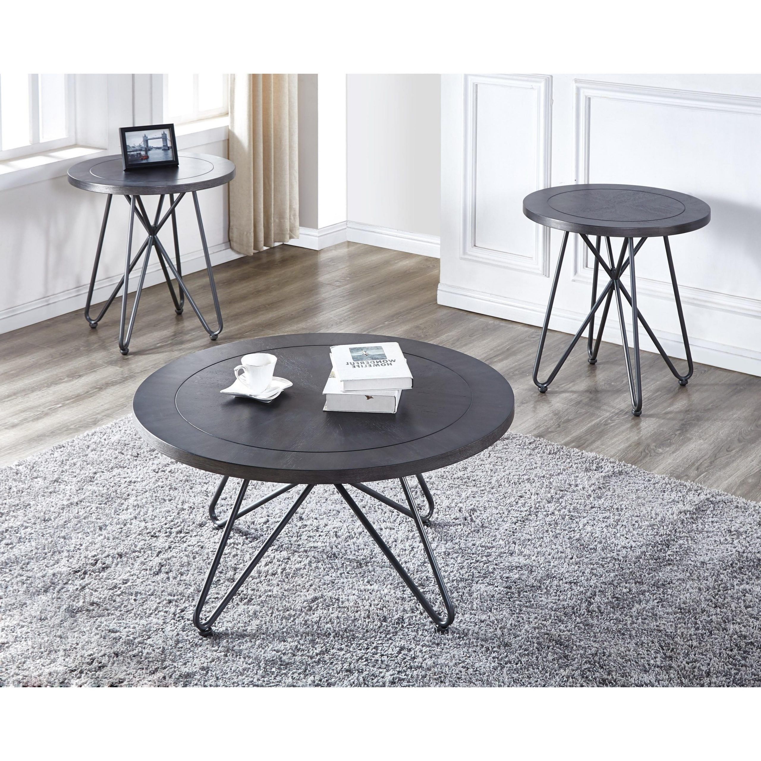 Steve Silver Derek Dk200c Industrial Round Cocktail Table With 2019 Metallic Silver Cocktail Tables (View 9 of 20)