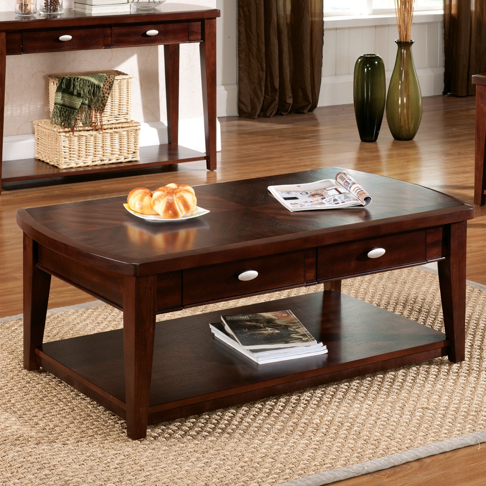 Steve Silver Huntington Rectangle Cherry Wood Coffee Table With Favorite Wood Rectangular Coffee Tables (Gallery 1 of 20)
