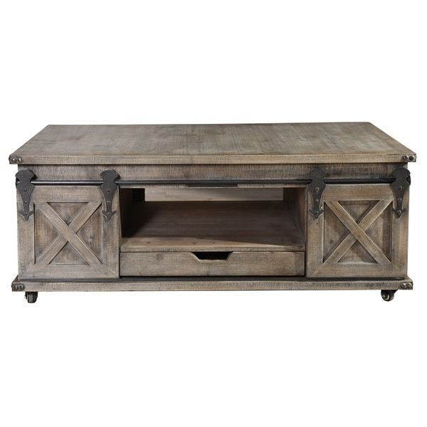 Stylecraft Presley 4 Door With Drawer Driftwood Grey In Widely Used Gray Driftwood Storage Coffee Tables (View 2 of 20)