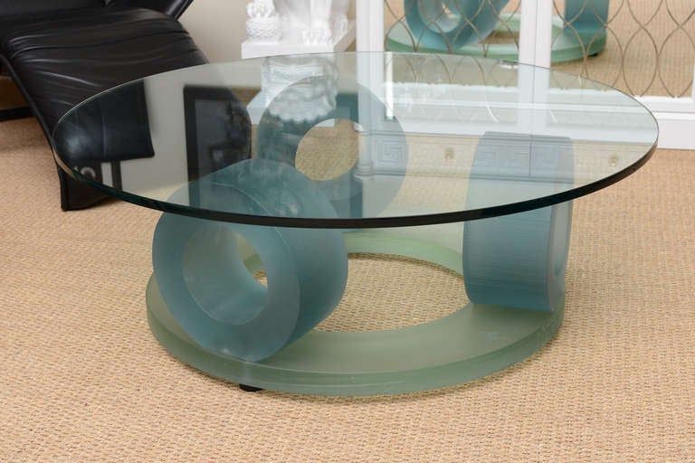 Superb Signed Italian Murano Glass Round Cocktail Table At Intended For 2019 Glass And Stainless Steel Cocktail Tables (Gallery 15 of 20)