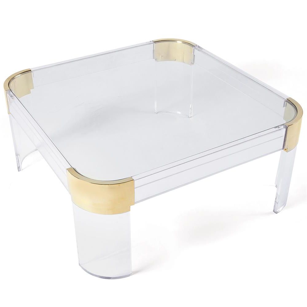 Susannah Modern Classic Clear Glass Top Acrylic Frame With Regard To Best And Newest Acrylic Modern Coffee Tables (View 2 of 20)