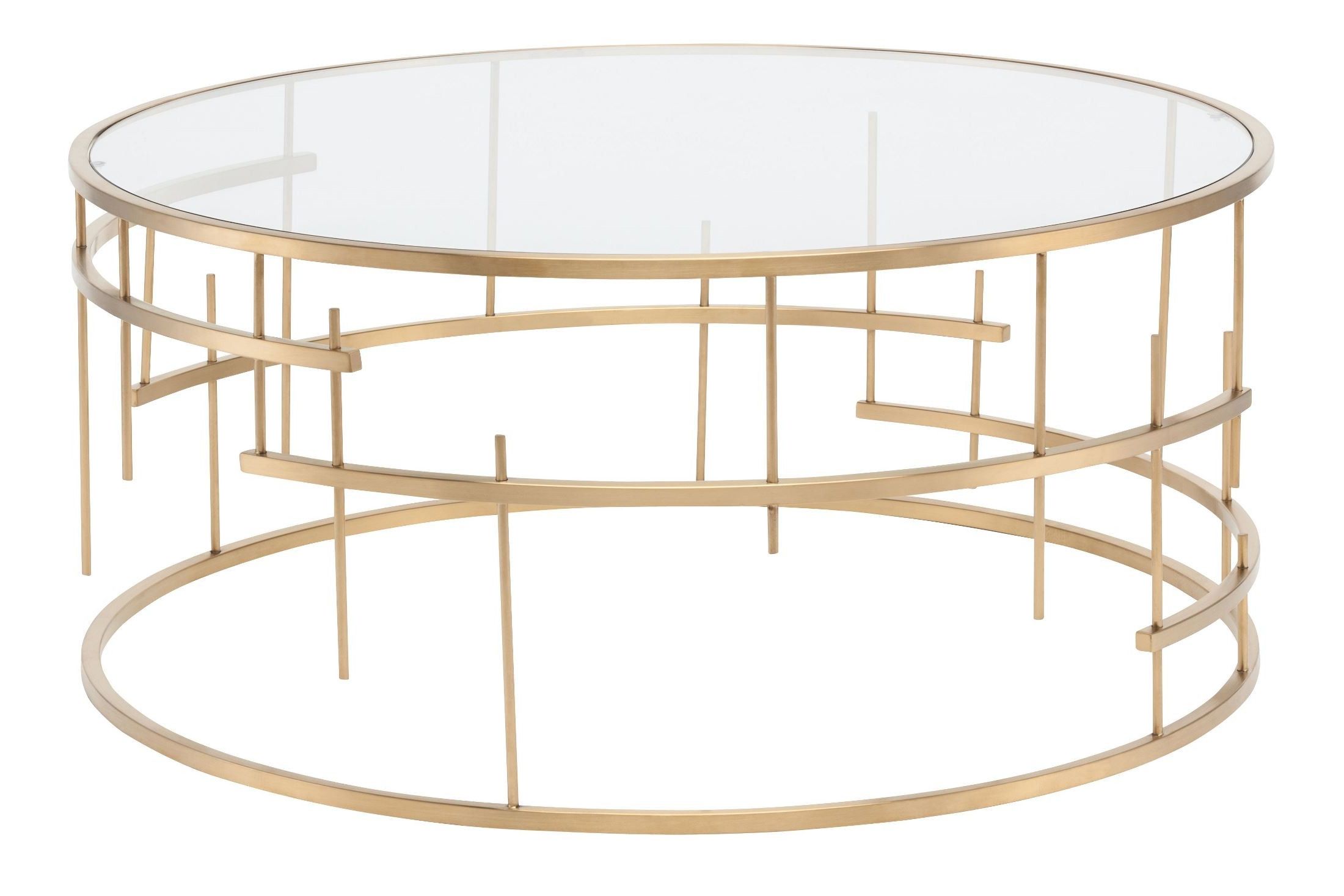 Tiffany Brushed Gold Stainless Coffee Table From Nuevo Inside 2019 Square Black And Brushed Gold Coffee Tables (View 10 of 20)
