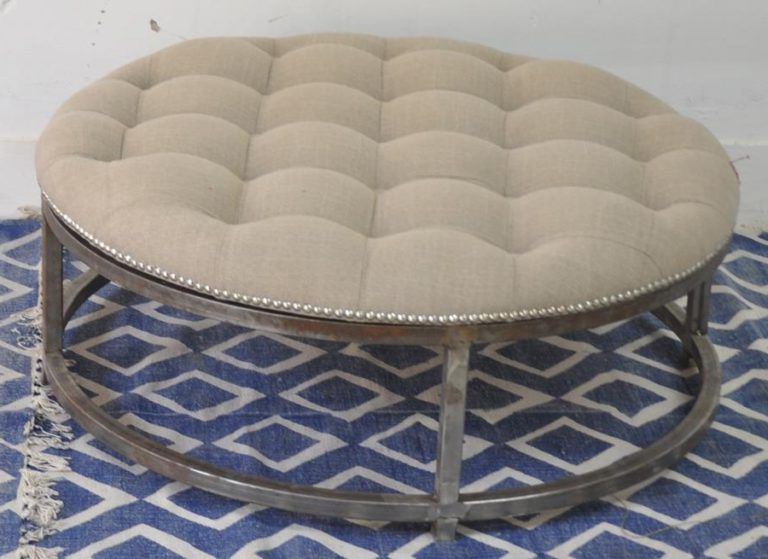 Tremain Round Tufted Cocktail Ottoman – Horizon Home Furniture Regarding Well Liked Tufted Ottoman Cocktail Tables (View 13 of 20)