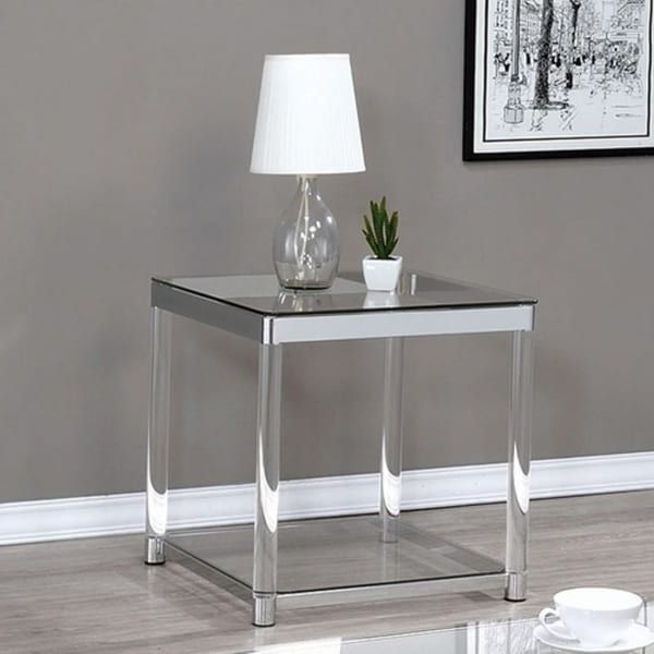 Trendy Chrome And Glass Modern Coffee Tables Pertaining To Contemporary Coffee Table With Tempered Glass Top & Chrome (View 10 of 20)