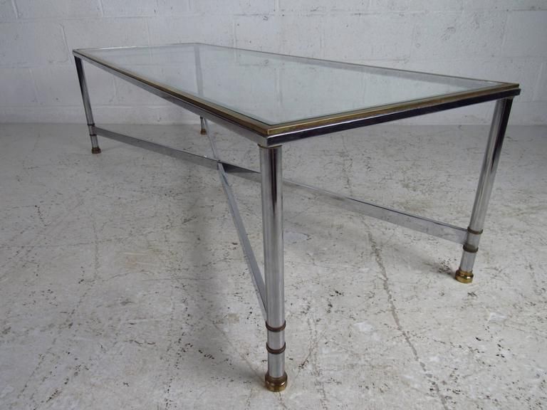 Trendy Chrome And Glass Rectangular Coffee Tables Within Mid Century Modern Chrome And Glass Rectangular Coffee (View 13 of 20)