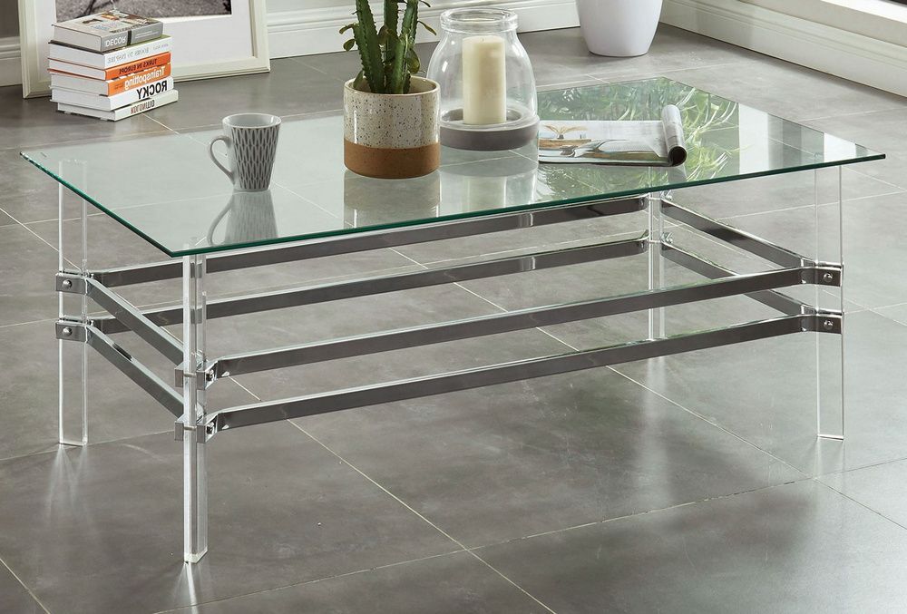 Trendy Clear Acrylic Coffee Tables Pertaining To Trofa Clear Glass/acrylic Coffee Tablefurniture Of America (View 10 of 20)
