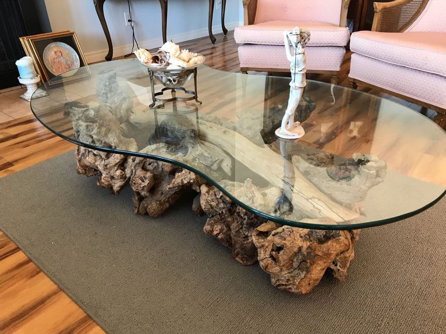 Trendy Gray Driftwood And Metal Coffee Tables Throughout Mid Century Driftwood Coffee Table With Kidney Shaped (View 13 of 20)