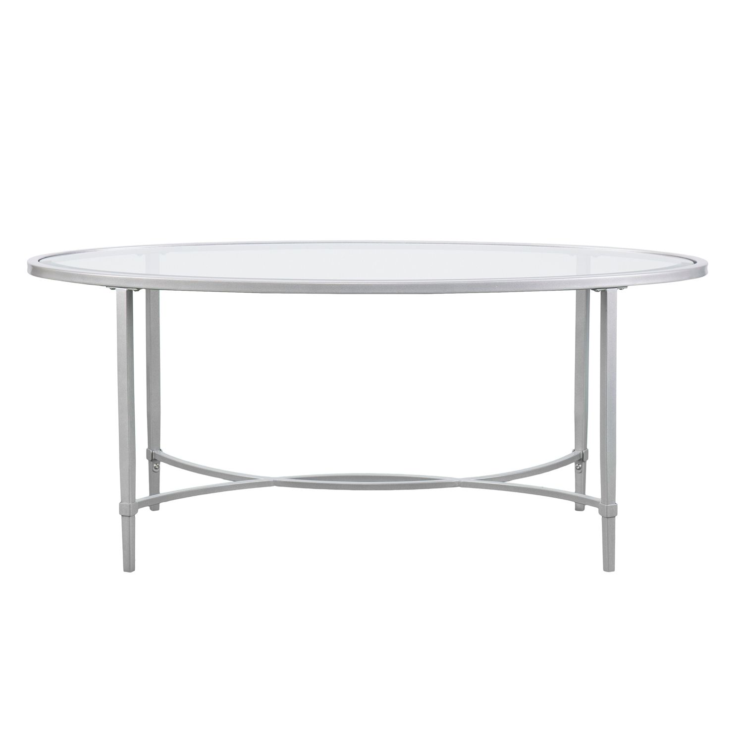 Trendy Metallic Silver Cocktail Tables In Hillcrest Silver Metal Oval Coffee Table – Pier1 (Gallery 18 of 20)