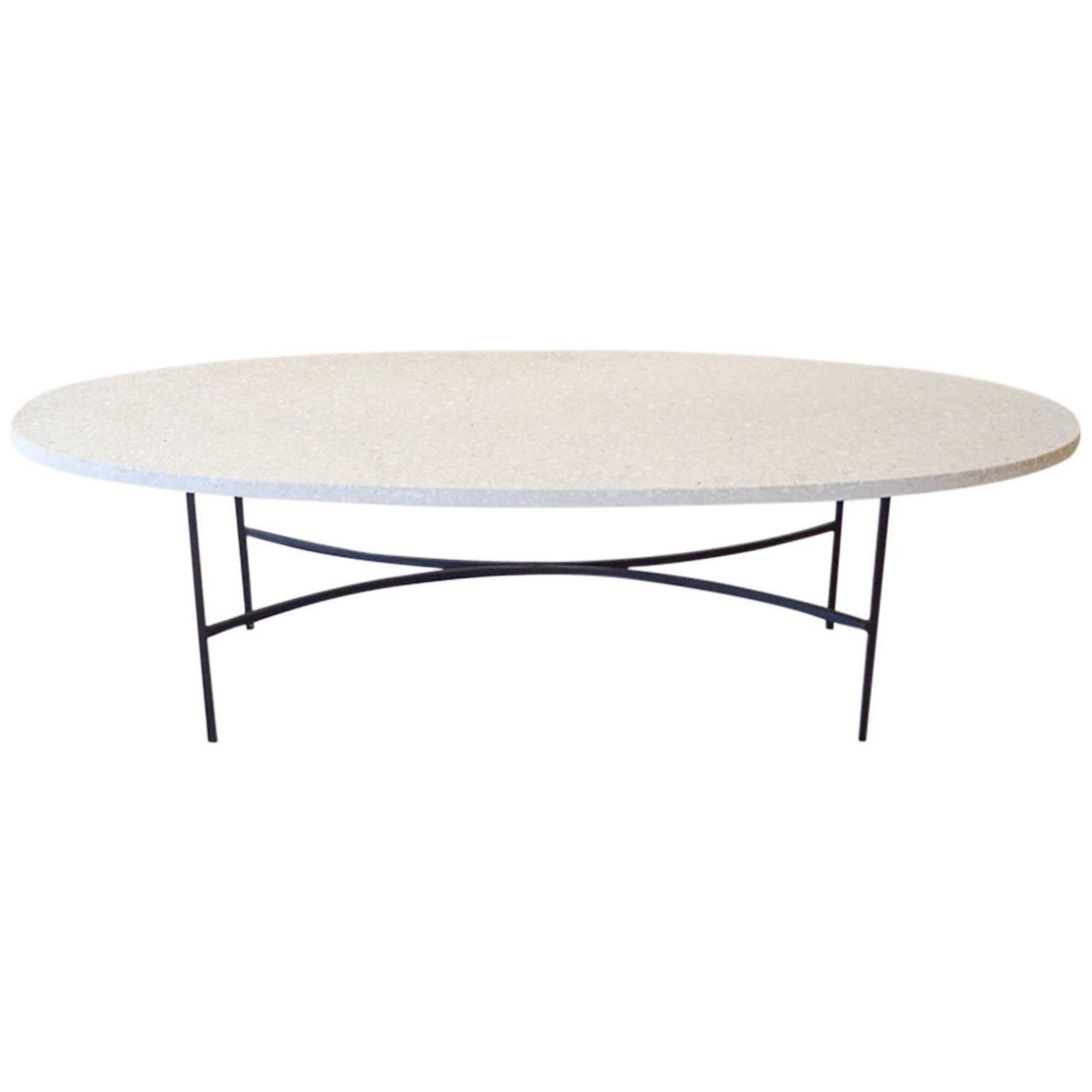 Trendy Oval Aged Black Iron Coffee Tables Intended For Terrazzo And Iron Oval Coffee Table At 1stdibs (View 2 of 20)