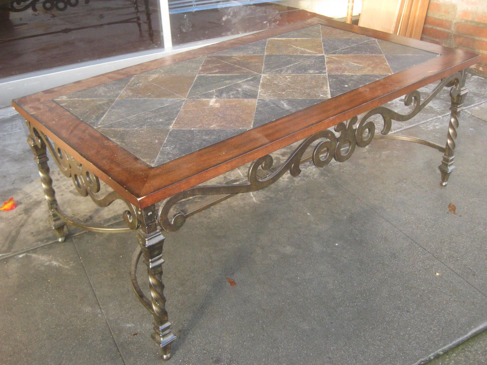 Uhuru Furniture & Collectibles: Sold – Tile Top Coffee For 2020 Aged Black Iron Coffee Tables (View 2 of 20)