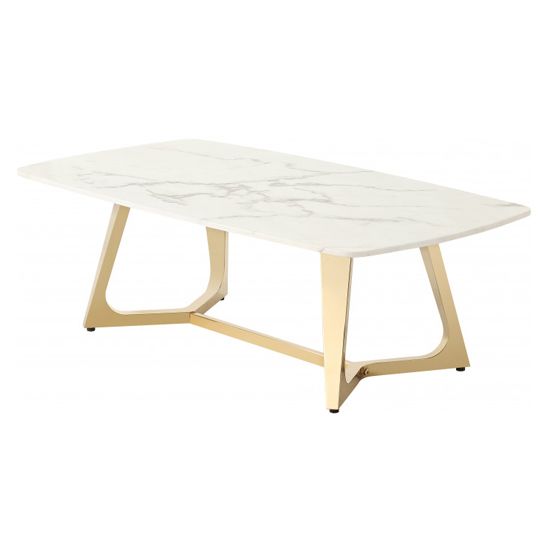 Veneta White Marble Coffee Table With Gold Stainless Steel Intended For Well Liked White Marble And Gold Coffee Tables (Gallery 11 of 20)