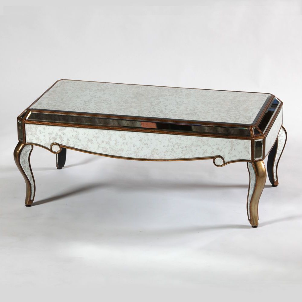 Venetian Antique Mirrored Gold Edged Coffee Table Inside Newest Antique Gold And Glass Coffee Tables (View 4 of 20)