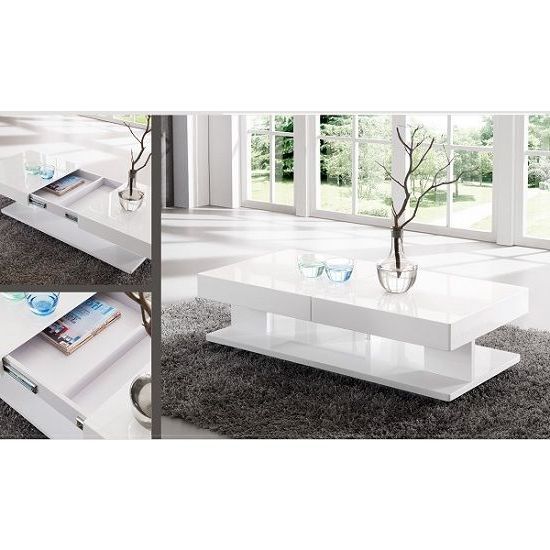 Verona Storage Coffee Table In High Gloss White (Gallery 11 of 20)