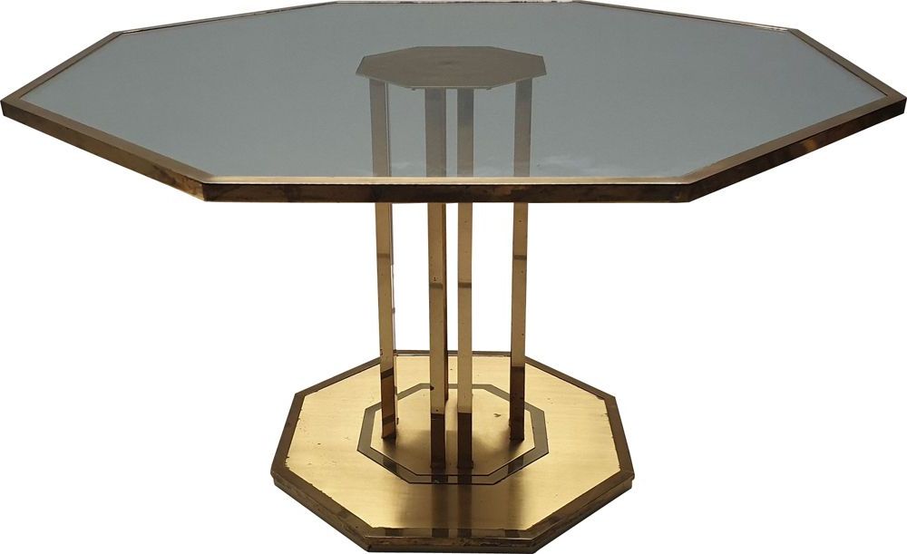 Vintage Brass & Glass Octagonal Coffee Table 1970s Pertaining To Trendy Octagon Coffee Tables (Gallery 6 of 20)
