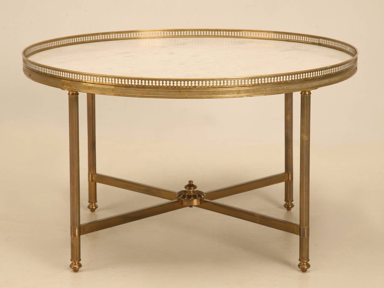 Vintage French Marble And Brass Cocktail Or Coffee Table Pertaining To Favorite Antique Brass Round Cocktail Tables (View 8 of 20)