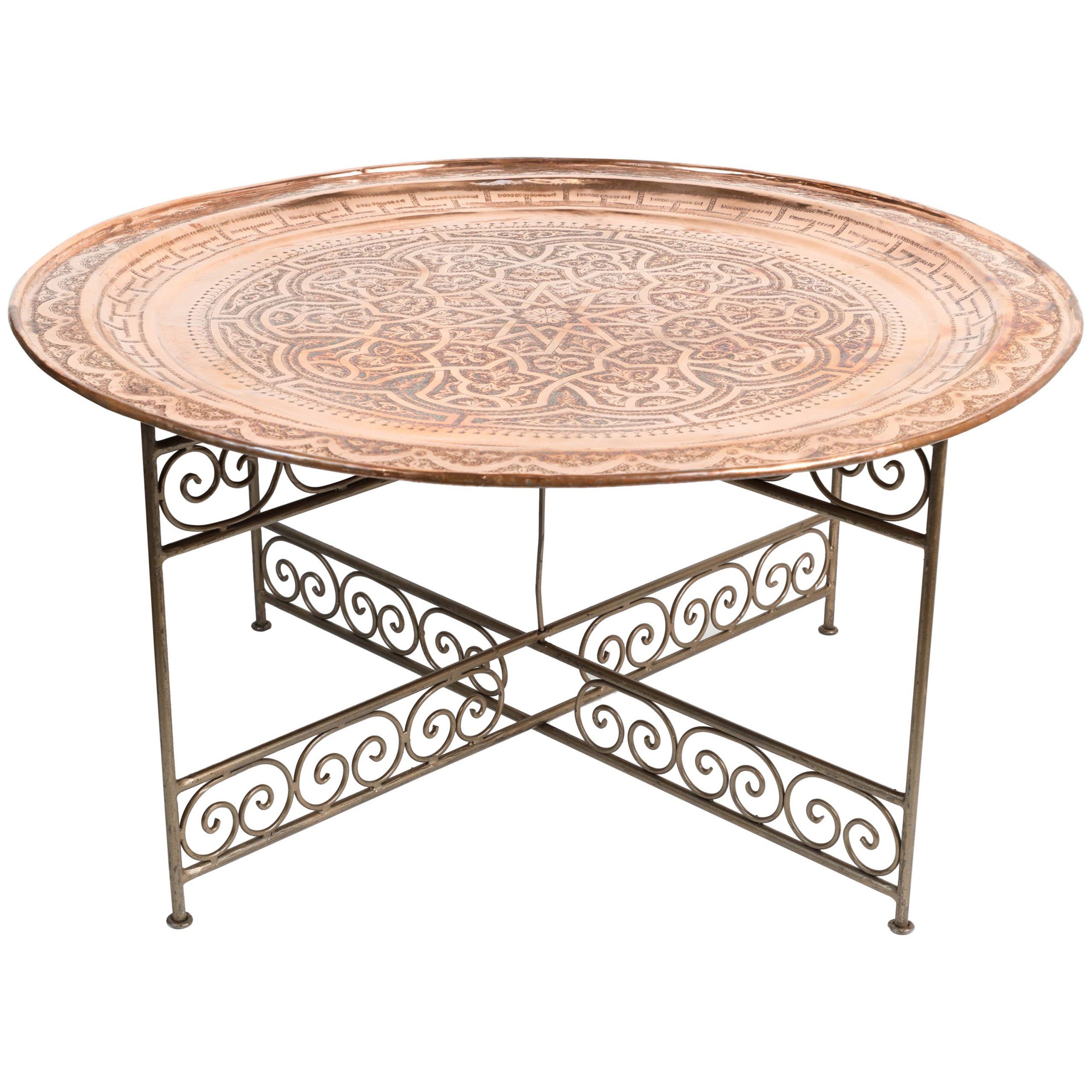 Vintage Moroccan Brass Tray Cocktail Table At 1stdibs In Well Liked Antique Brass Round Cocktail Tables (View 3 of 20)