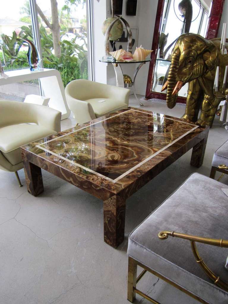 Vintage Onyx Rectangular Coffee Table At 1stdibs With Recent Natural And Caviar Black Cocktail Tables (View 17 of 20)