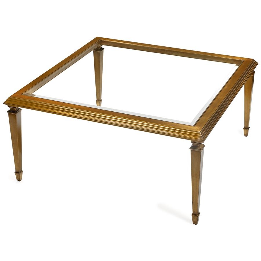 Well Known Antique Gold Aluminum Coffee Tables In Antique Gold Leaf Cocktail Table With Glass Top (Gallery 17 of 20)