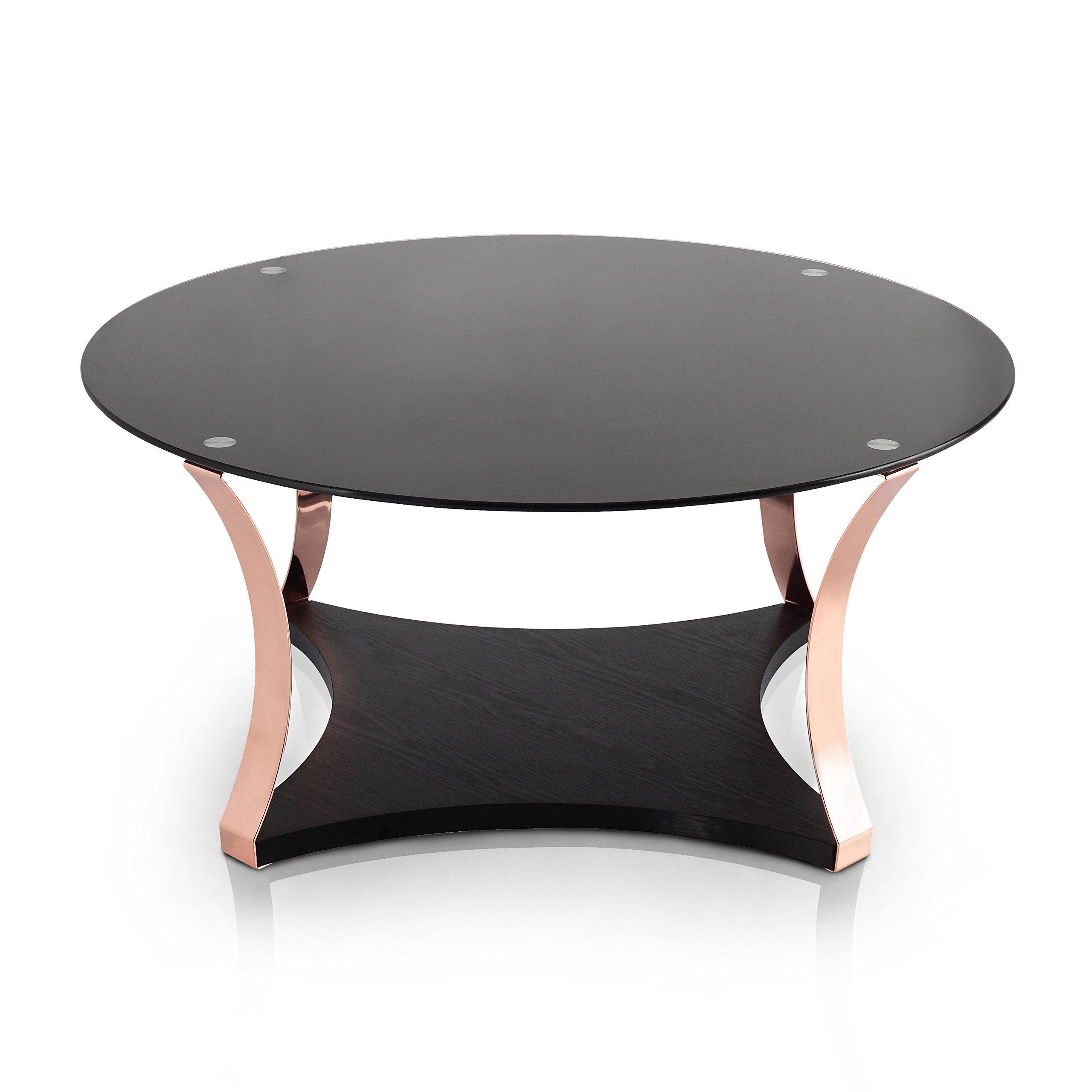 Well Known Black And Gold Coffee Tables In Furniture Of America Rosella Contemporary Mirrored Black (Gallery 2 of 20)