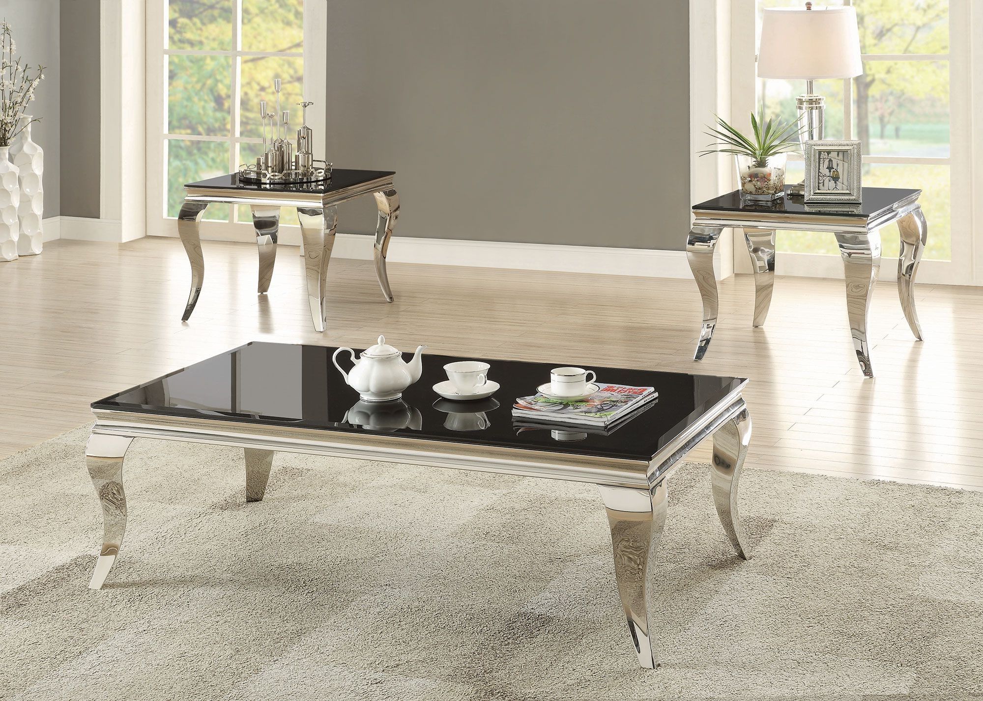Well Known Black And White Coffee Tables Intended For Chrome And Black Glass Top Coffee Table – 1stopbedrooms. (Gallery 1 of 20)