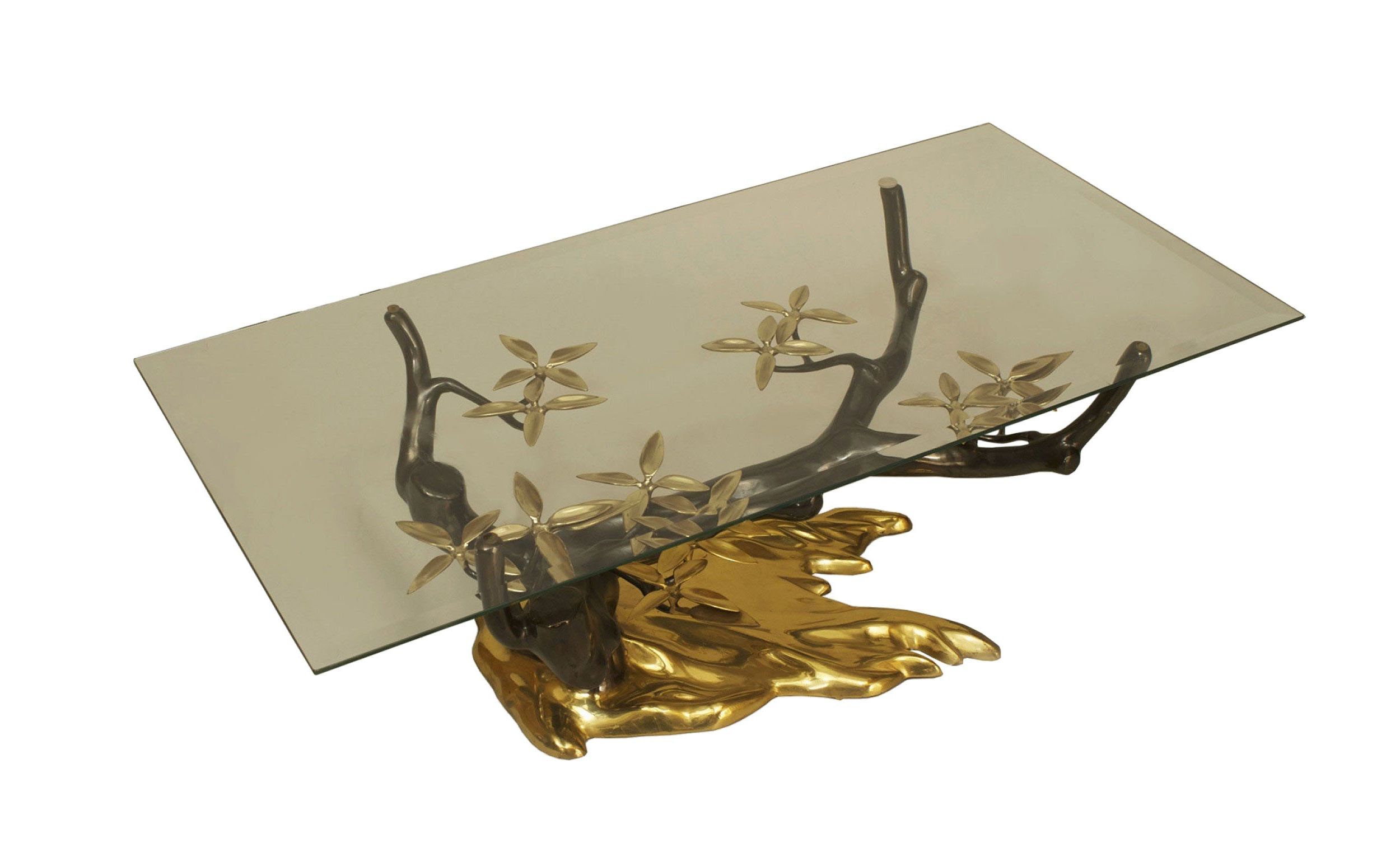 Well Known Bronze Metal Rectangular Coffee Tables Within Willy Daro Bronze Tree Coffee Table  (View 15 of 20)