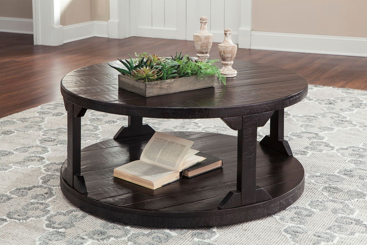 Well Known Brown Wood Cocktail Tables In Rogness – Rustic Brown – Round Cocktail Table – Furniture (Gallery 7 of 20)