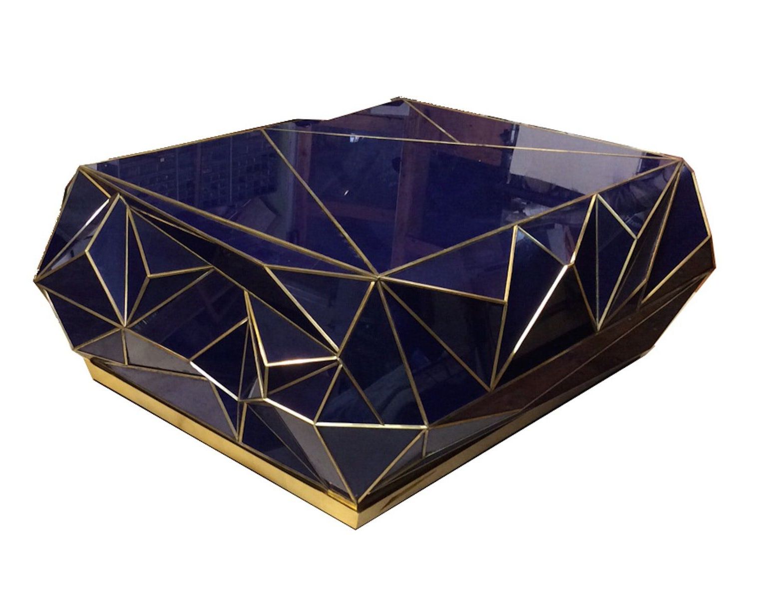 Well Known Cobalt Coffee Tables With Diamond Cobalt Glass Coffee Table – Contemporary Coffee (View 8 of 20)