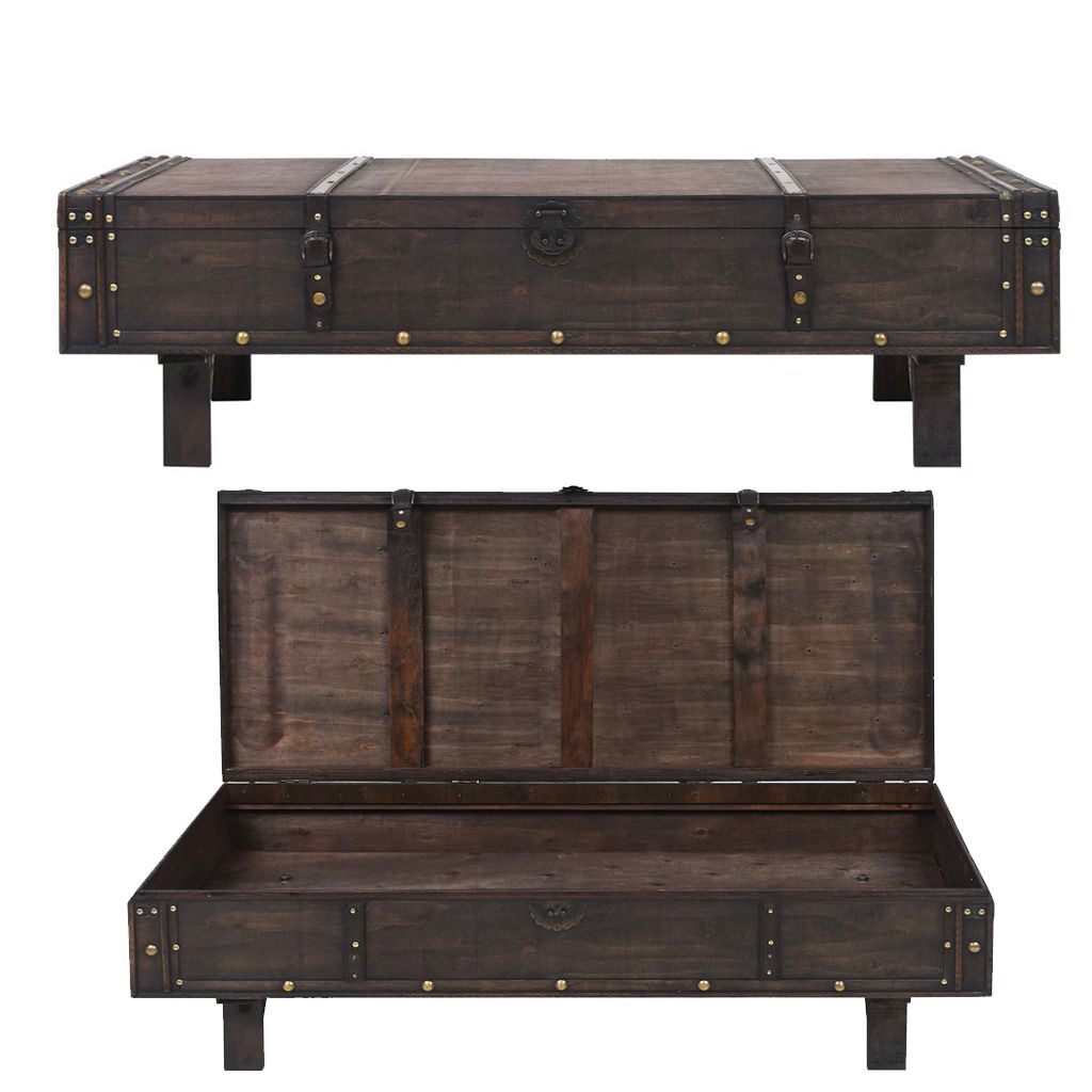 Well Known Espresso Wood Trunk Cocktail Tables Regarding Industrial Style Coffee Table Wooden Large Chest Trunk (Gallery 14 of 20)