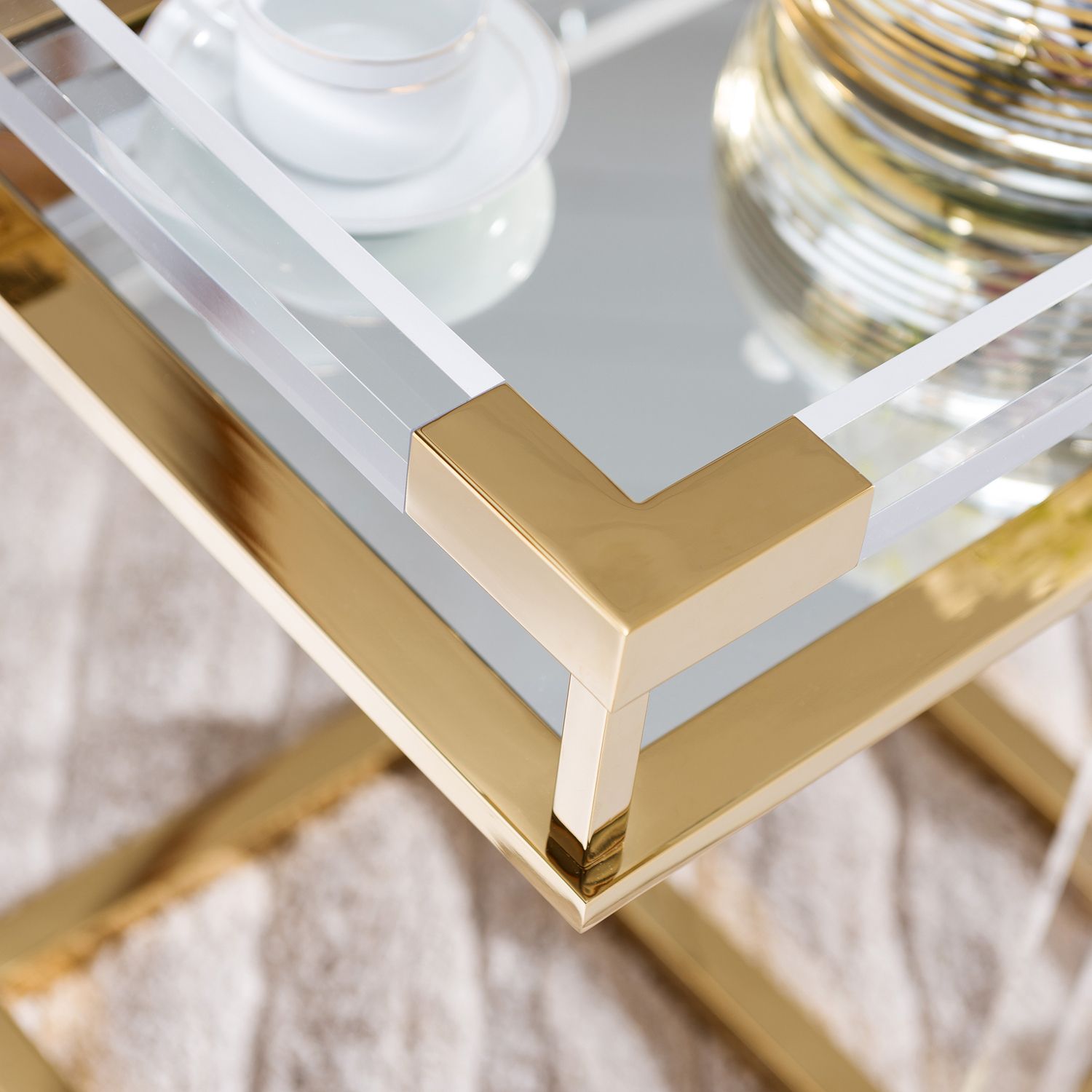 Well Known Gold And Clear Acrylic Side Tables With Regard To Gold Acrylic C Table – Pier1 (Gallery 10 of 20)