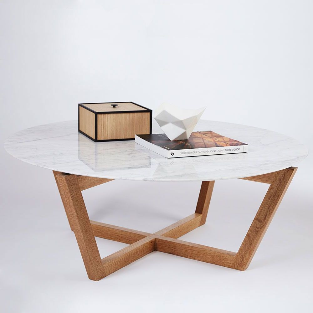 Well Known Honey Oak And Marble Coffee Tables Intended For This Modern Designer Round Marble Top Coffee Table And (View 17 of 20)