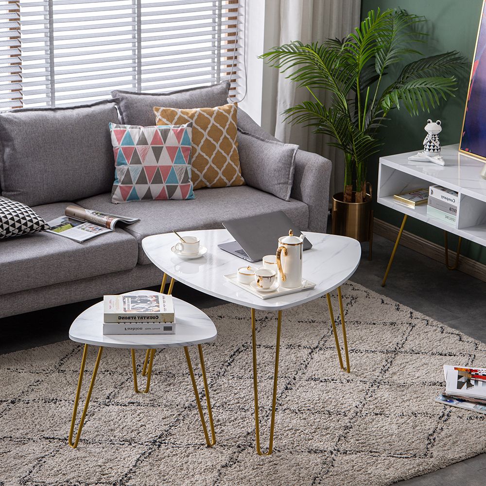 Well Known Marble Coffee Tables Set Of 2 Within Simple Living Room End Table Set, Nesting Coffee Tables (View 6 of 20)
