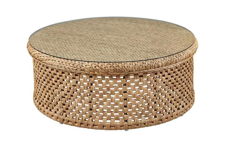 Well Known Natural Woven Banana Coffee Tables For Round Rattan Coffee Table With Glass Top – English Country (Gallery 1 of 20)