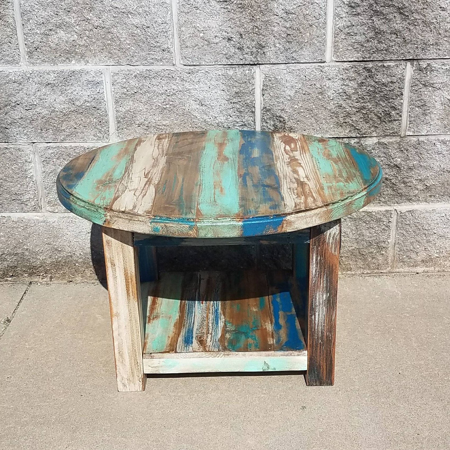Well Known Rustic Espresso Wood Coffee Tables Inside Reclaimed Wood Round Coffee Table Farmhouse Coffee Table (Gallery 13 of 20)