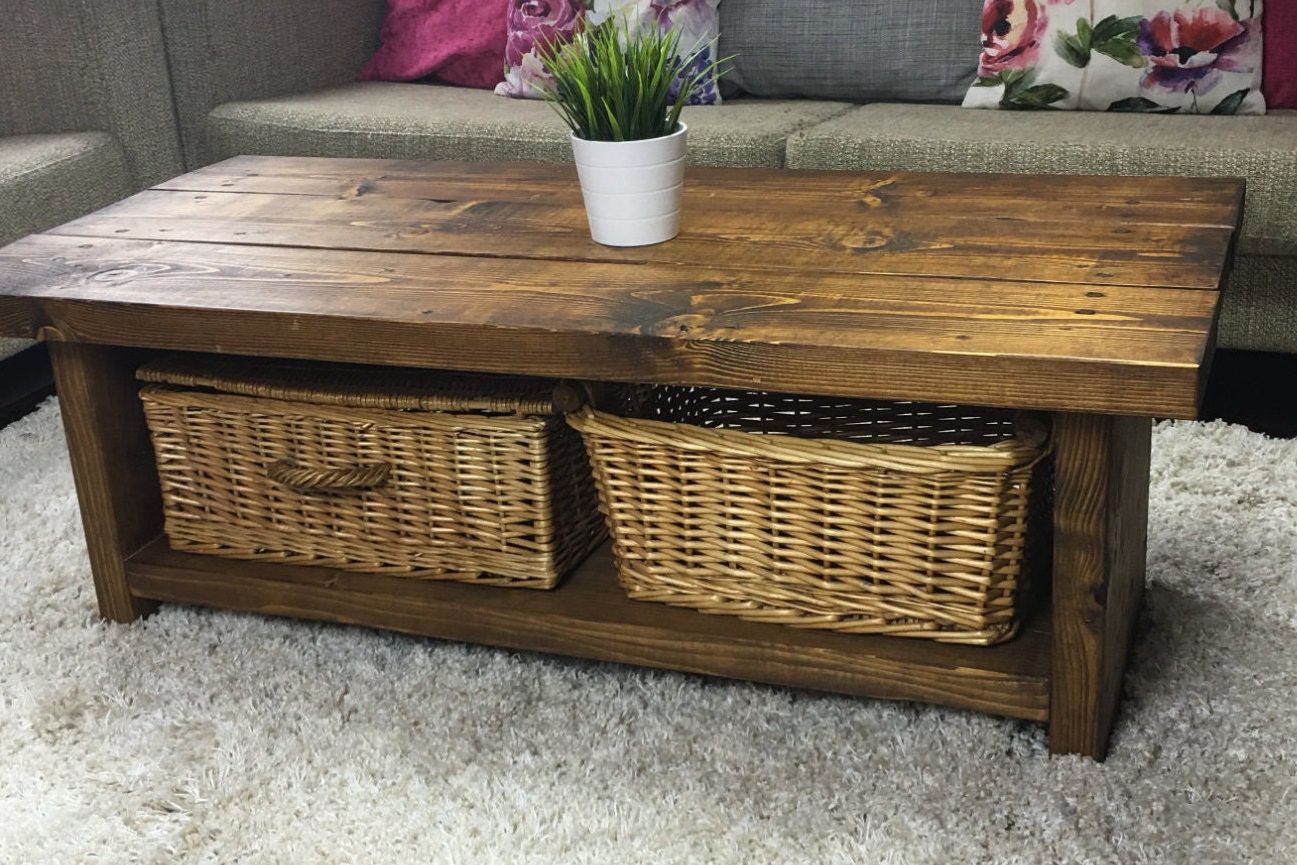 Well Known Rustic Oak And Black Coffee Tables Inside Handmade Chunky Rustic Style Coffee Table Unit (Gallery 11 of 20)