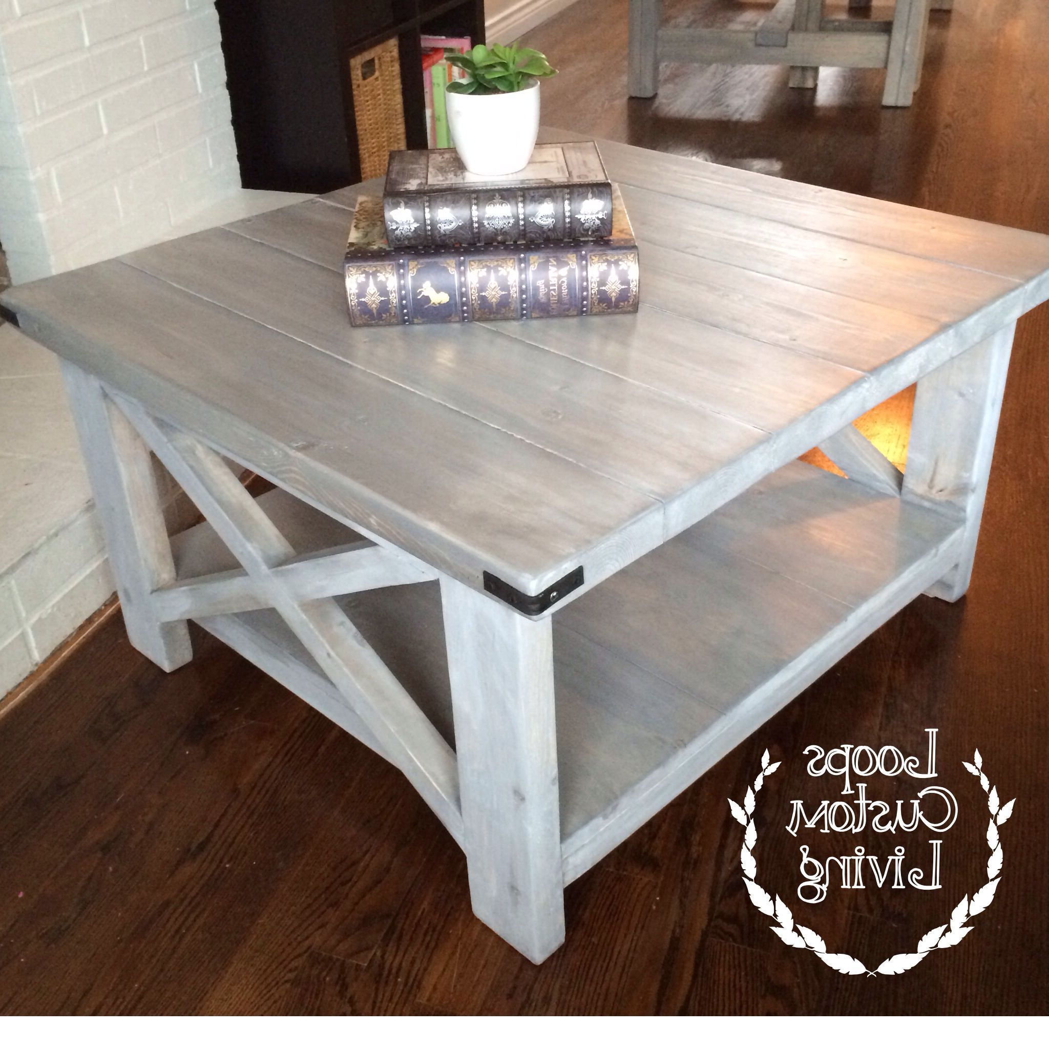 Well Known Smoke Gray Wood Square Coffee Tables In White Washed Grey Industrial Square Coffee Table (View 12 of 20)