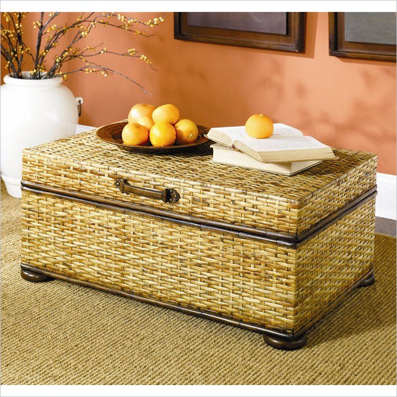 Well Known Wicker Coffee Tables With Hammary Hidden Treasures Woven Rattan Trunk Coffee Table (View 10 of 20)
