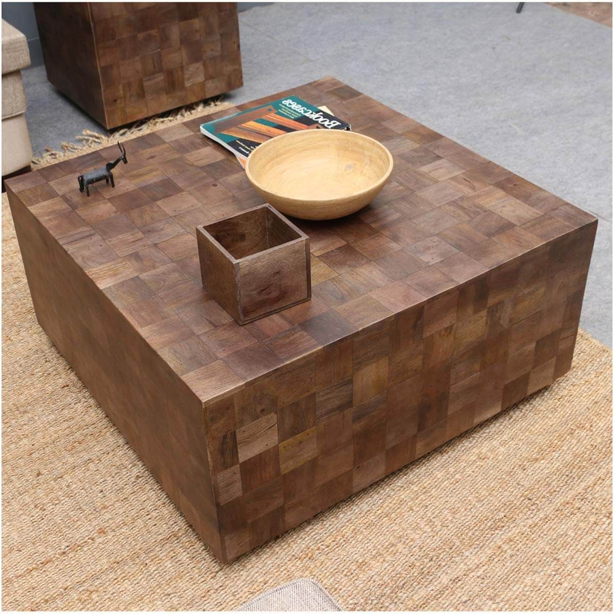 Well Known Wood Coffee Tables Throughout Modern Rustic Furniture Solid Wood 36" Square Coffee Table (View 16 of 20)